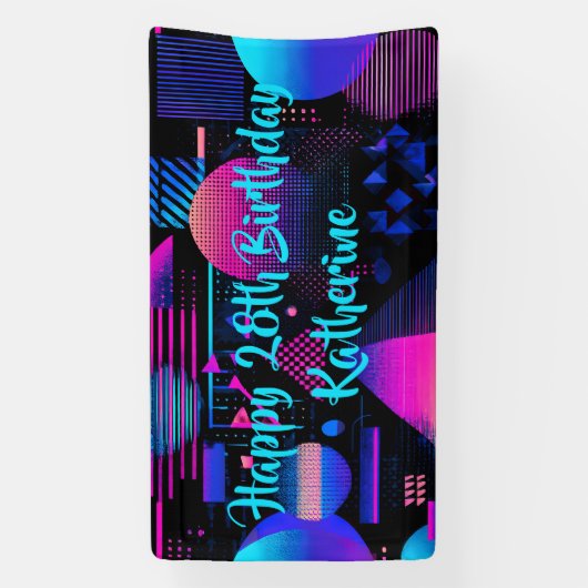 Retro 80s 90's Memphis Geometric 横断幕 (縦)