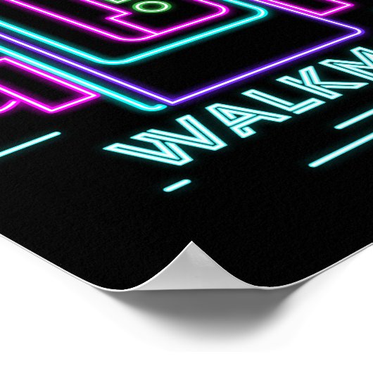 Retro 80s 90s Neon Walkman ポスター (角)