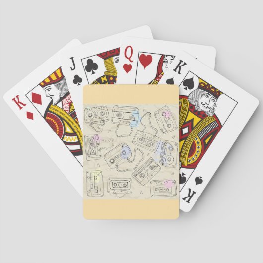 Retro 80s 90s Nostalgic Cassette Mix Tape Pattern トランプ (裏面)