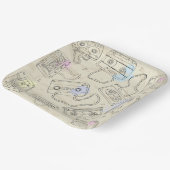 Retro 80s 90s Nostalgic Cassette Mix Tape Pattern ペーパープレート (傾斜あり)