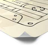 Retro 80s 90s Nostalgic Cassette Mix Tape Pattern ポスター (角)