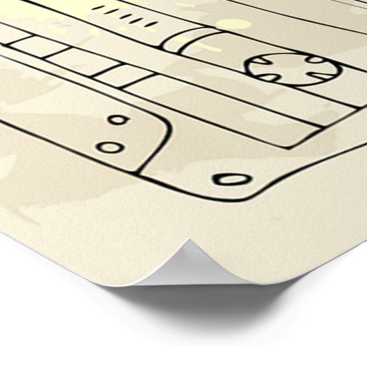 Retro 80s 90s Nostalgic Cassette Mix Tape Pattern ポスター (角)