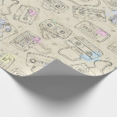 Retro 80s 90s Nostalgic Cassette Mix Tape Pattern ラッピングペーパー (角)