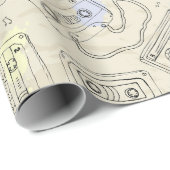 Retro 80s 90s Nostalgic Cassette Mix Tape Pattern ラッピングペーパー (ロールコーナー)