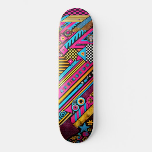 Retro 80s & 90s Skateboard Deck – Bold Colors スケートボード (正面)