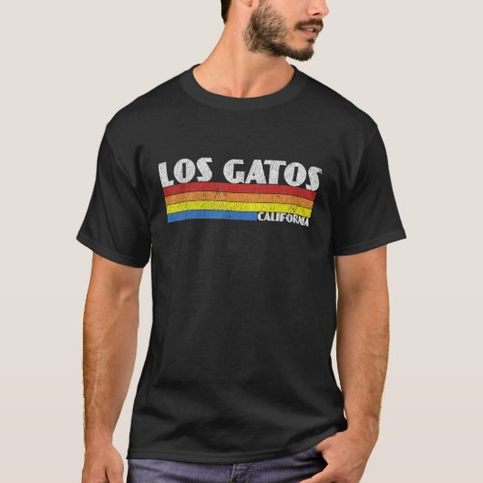 Retro 80s California CA Souvenir Los Gatos Tシャツ (正面)