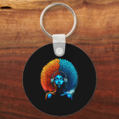 Retro 80s Funk Afro Girl Disco Soul African Americ キーホルダー (正面)