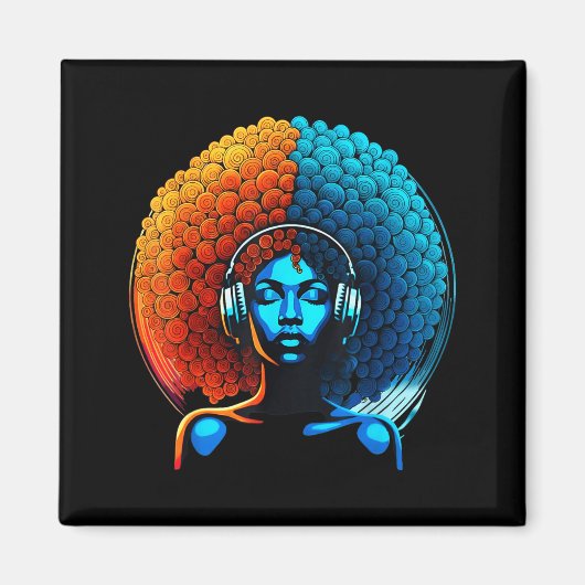 Retro 80s Funk Afro Girl Disco Soul African Americ マグネット (正面)