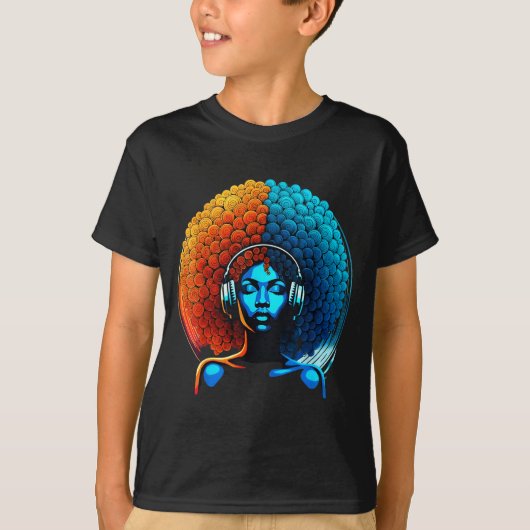 Retro 80s Funk Afro Girl Disco Soul African Americ Tシャツ (正面)