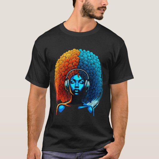 Retro 80s Funk Afro Girl Disco Soul African Americ Tシャツ (正面)
