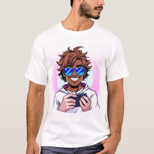 Retro 80s Gamer – Vaporwave Style Vector T-Shirt  Tシャツ (正面)