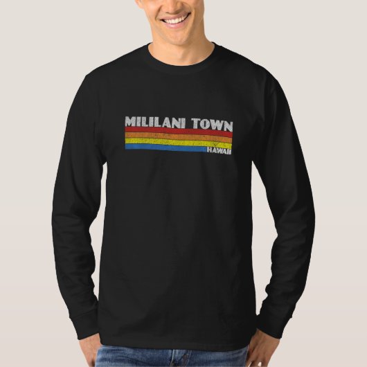 Retro 80s Hawaii HI Souvenir Mililani Town Tシャツ (正面)