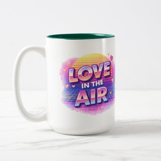  Retro 80's Love In The Air Valentine Lover Candle ツートーンマグカップ (左)
