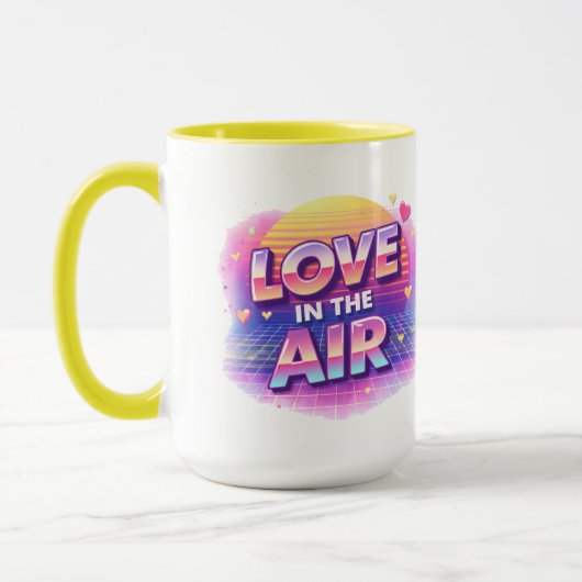 Retro 80's Love In The Air Valentine Lover Candle マグカップ (左)
