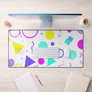 Retro 80s Memphis Geometric Pattern デスクマット