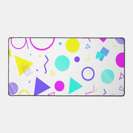 Retro 80s Memphis Geometric Pattern デスクマット (正面)
