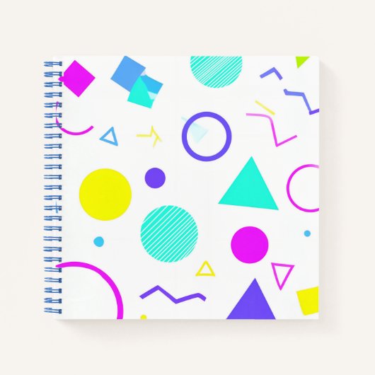 Retro 80s Memphis Geometric Pattern ノートブック (正面)