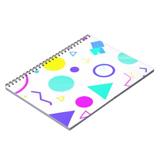 Retro 80s Memphis Geometric Pattern ノートブック (左側)