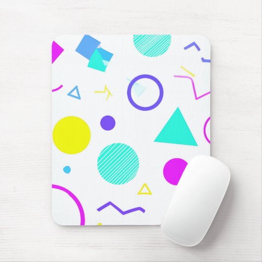 Retro 80s Memphis Geometric Pattern マウスパッド (マウス)