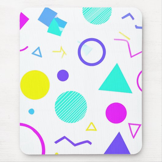 Retro 80s Memphis Geometric Pattern マウスパッド (正面)