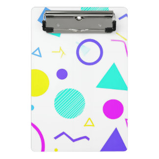 Retro 80s Memphis Geometric Pattern ミニクリップボード