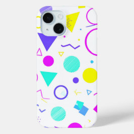 Retro 80s Memphis Geometric Pattern iPhone 15ケース