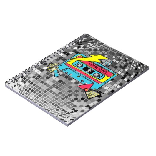 Retro 80s Neon Cassette Pop Notebook ノートブック (左側)