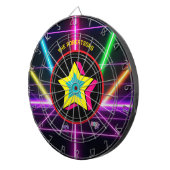 Retro 80's Neon Party Vibes Family Name ダーツボード (正面右)