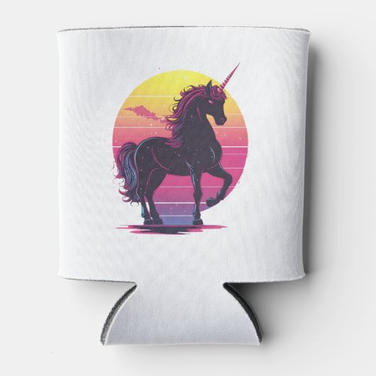 Retro 80s Neon Unicorn (1) 缶クーラー (正面)