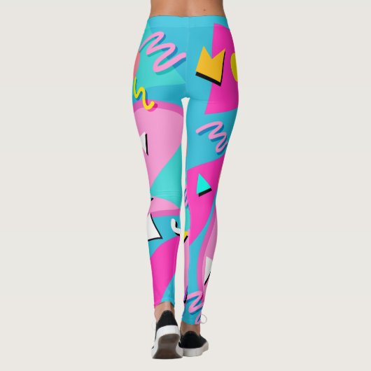 Retro 80s Pattern Leggings Vibrant Colourful レギンス (裏面)