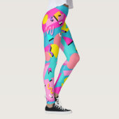 Retro 80s Pattern Leggings Vibrant Colourful レギンス (右)