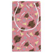 Retro 80's Pink Baby Hippo Birthday スモールペーパーバッグ (裏面)