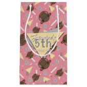 Retro 80's Pink Baby Hippo Birthday スモールペーパーバッグ (正面)