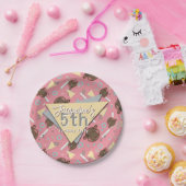 Retro 80's Pink Baby Hippo Birthday ペーパープレート (パーティー)