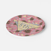 Retro 80's Pink Baby Hippo Birthday ペーパープレート (アングル)