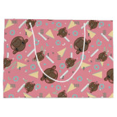 Retro 80's Pink Baby Hippo Birthday ラージペーパーバッグ (裏面)