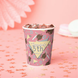 Retro 80's Pink Baby Hippo Birthday 紙コップ