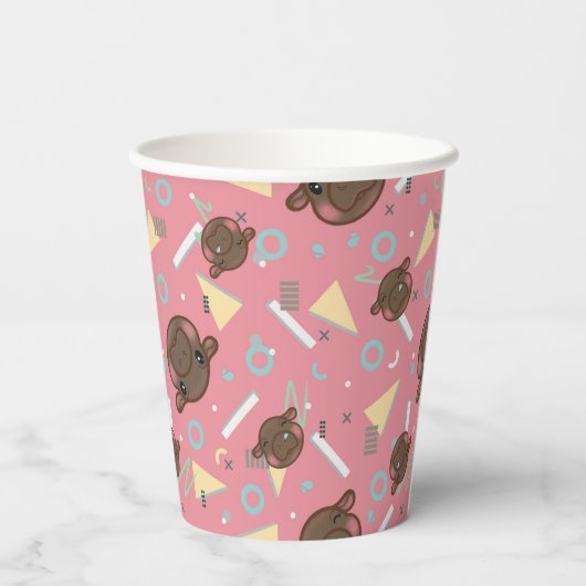 Retro 80's Pink Baby Hippo Birthday 紙コップ (裏面)