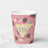 Retro 80's Pink Baby Hippo Birthday 紙コップ (正面)