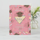 Retro 80's Pink Baby Hippo Birthday Invitation 招待状 (スタンド正面)