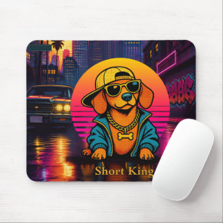 Retro 80s Short King Dachshund Mouse Pad マウスパッド