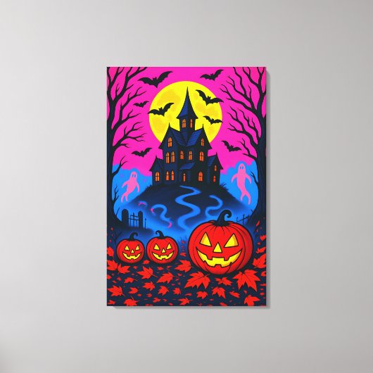 Retro 80s Style Halloween Pop Art キャンバスプリント (正面)
