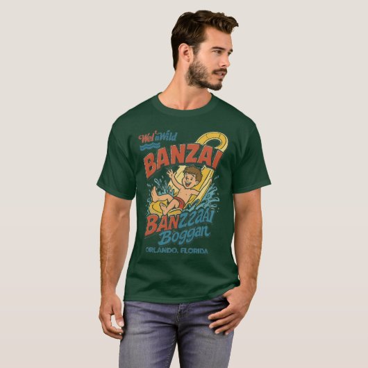 Retro 80s-style waterpark BANZAI ORLANDO, FLORIDA Tシャツ (正面フル)