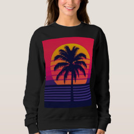 Retro 80s Sunset Palm Tree Synthwave Art スウェットシャツ