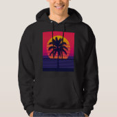 Retro 80s Sunset Palm Tree Synthwave Art パーカ (正面)