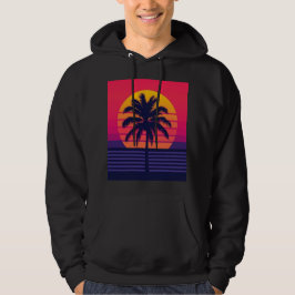 Retro 80s Sunset Palm Tree Synthwave Art パーカ