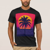 Retro 80s Sunset Palm Tree Synthwave Art Tシャツ (正面)