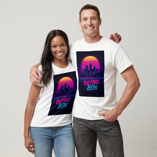 Retro 80s Synthwave City Skyline T-Shirt Tシャツ (ユニセックス)