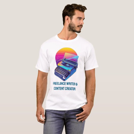 Retro 80s Synthwave Freelance Writer Tシャツ (正面フル)