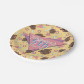 Retro 80's Yellow Baby Hippo Birthday ペーパープレート (アングル)